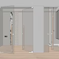 Modern Double Glass Doors with Metal Frame in Interior Light Wood Floor and Window View