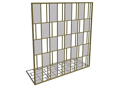 Modern Interior Room Partition With Metal Frame And Rectangular Transparent Panels 3d model