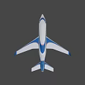 White And Blue Passenger Plane With Modern Design Cockpit Windows And Landing Gear