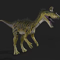 3D Rendered Dinosaur Model With Yellow Black Stripes Spines And Open Mouth On Black Background