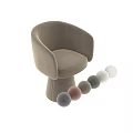 Modern Minimalist Leisure Chair With Beige Velvet Upholstery Curved Armrest And Tapered Base