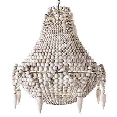 Elegant Wooden Beaded Chandelier With Unique Layered Design And Artisanal Craftsmanship 3d model
