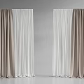 Elegant Brown And White Thick Sheer Curtains For Home Window Decor 3d model