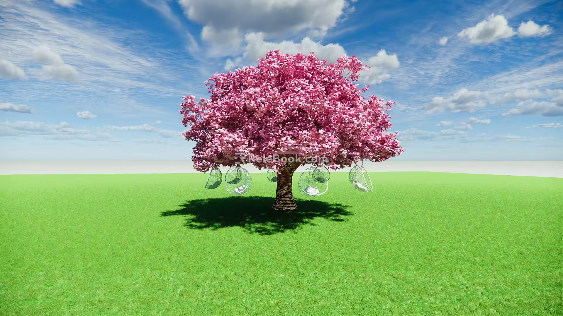 Modern Swing Sakura Tree Rotating Swing 3d model