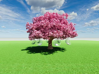 Modern Swing Sakura Tree Rotating Swing 3d model