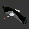 Origami Stork Flying with Black and White Wings and Orange Beak on Dark Background