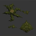 Green Mechanical Insect Models Featuring Botanical Textures And Futuristic Design Details
