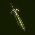 Fantasy Decorative Sword With Green Blade Golden Decorations And Intricate Patterns