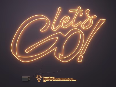 Modern Decorative Neon Lighting Combination With Let's Go Text Design 3d model