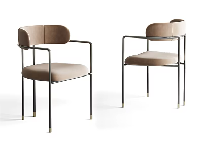 Modern Leisure Chairs With Beige Upholstery And Black Metal Armrest Frame In Sleek Design 3d model