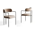 Modern Leisure Chairs With Beige Upholstery And Black Metal Armrest Frame In Sleek Design