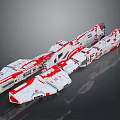 Futuristic Sci-Fi Spaceship Model With White Red Color And Detailed Design