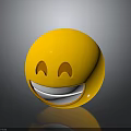 Yellow 3D Smiley Emoji With Happy Face Curved Eyes And Wide Smile