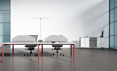 Modern Office Desk and Chair Office Staff Desk 3d model