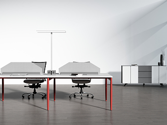 Modern Office Desk and Chair Office Staff Desk 3d model