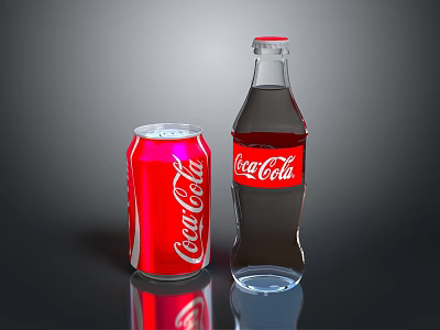 Classic Coca Cola Refreshing Drinks in Can and Glass Bottle 3d model