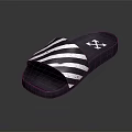 Trendy Slide Sandals With Black White Stripes And X Logo Design