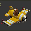 Yellow Toy Spaceship With Stripe Design Cockpit Wings And Silver Nose