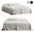 Double Bed Featuring Soft Wrinkled Linen Bedspread And Cozy Pillows In Neutral Tone