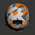 Tactical Weapon Helmet With Camouflage Gray White Orange Design Skull Face Mask And Orange Goggles