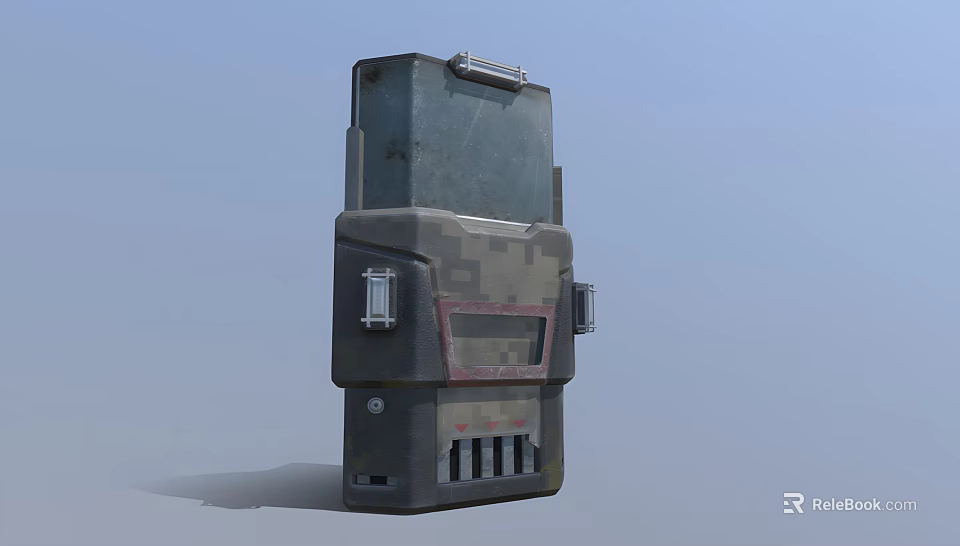 Tactical Military Camouflage Weapon Device With Gray Metal Panel And Slots 3d model 