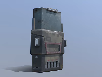 Tactical Military Camouflage Weapon Device With Gray Metal Panel And Slots 3d model