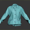 Turquoise Oversized Jacket With Collar Buttons And Side Pockets Design