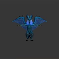 Fantasy Game Movie Character Blue Dragon With Scaled Body And Wings
