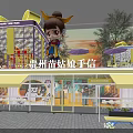 Colorful Container Building Retail Shop With Cartoon Figure Umbrella And Glass Elements