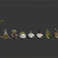 Various Wood and Stone Decorative Items With Small Plants and Natural Logs
