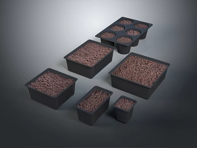 Decorative Garden Plant Pots In Assorted Shapes And Sizes With Soil 3d model