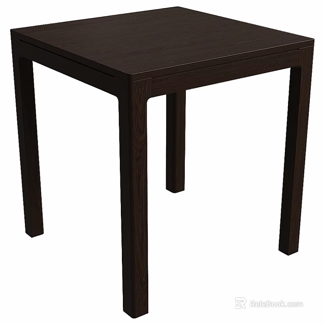 Dark Colored Square Dining Table With Straight Legs And Simple Design 3d model