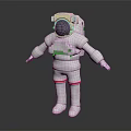 Man In White Spacesuit With Black Helmet And Red Stripes On Legs Standing