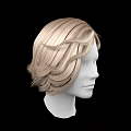 Game And Movie Character Blonde Wavy Hair Wig Model On Head Sculpture