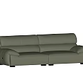 Modern Olive Green Leather Two-Seater Sofa with Comfortable Armrest and Backrest 3d model