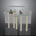 Modern Interior Architectural Model With White Beige Columns And Green Top Decorations On Gray Background