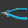 Blue Handle Pliers With Metal Jaws And Reflection On Black Surface