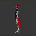 Mythical Fantasy 3D Character With Red Purple Armor Horns And Flowing Cape
