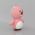 Cute Pink Cartoon Bear Plush Toy With White Belly And Brown Paws