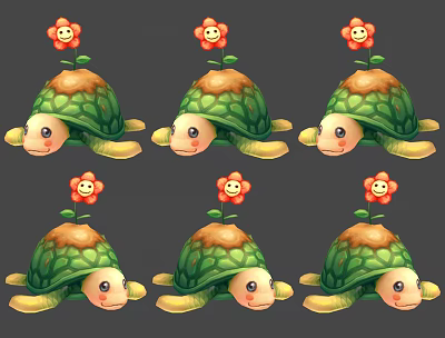 Modern game character turtle 3d model