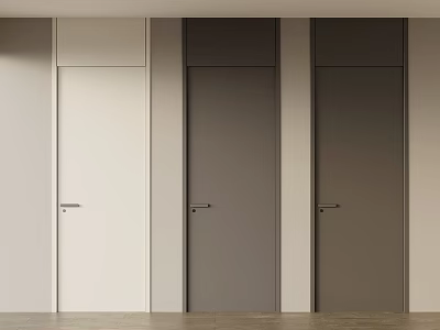 Modern Interior Doors In White Gray And Dark Gray With Metal Handles And Light Walls 3d model