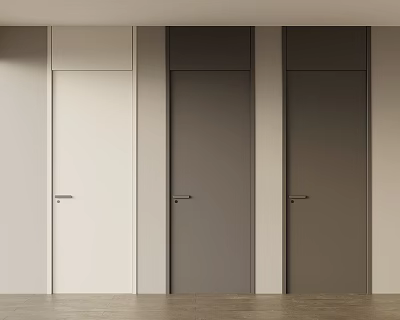 Modern Interior Doors In White Gray And Dark Gray With Metal Handles And Light Walls 3d model