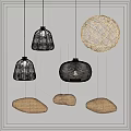 Nordic chandelier lamp combination rattan lamp 3d model