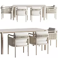 Modern Outdoor Table with Woven Rattan Chairs Light Beige Design for Patio Garden