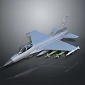 Gray Military Fighter Jet With Mounted Missiles And Reflective Dark Background