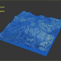 Detailed 3D Terrain Model Showcasing Mountainous Landscapes With Snow Covered Peaks And Valleys