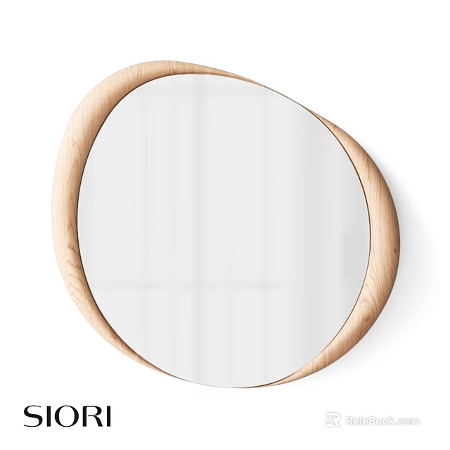 Stylish Wooden Frame Mirror With Irregular Shape For Home Decor 3d model 