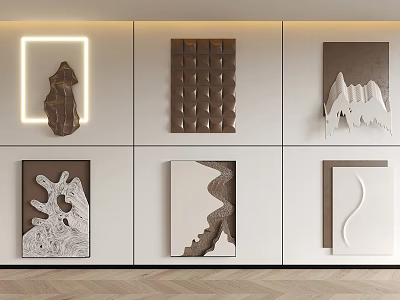 Modern Wall Decor Art Pieces With Diverse Textures And Shapes 3d model