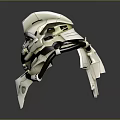 Intricate Biomechanical Head Sculpture With White And Black Detailing And Sharp Beak Design