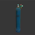 Blue High Pressure Gas Cylinder as Commercial Equipment with Top Valve and Fittings